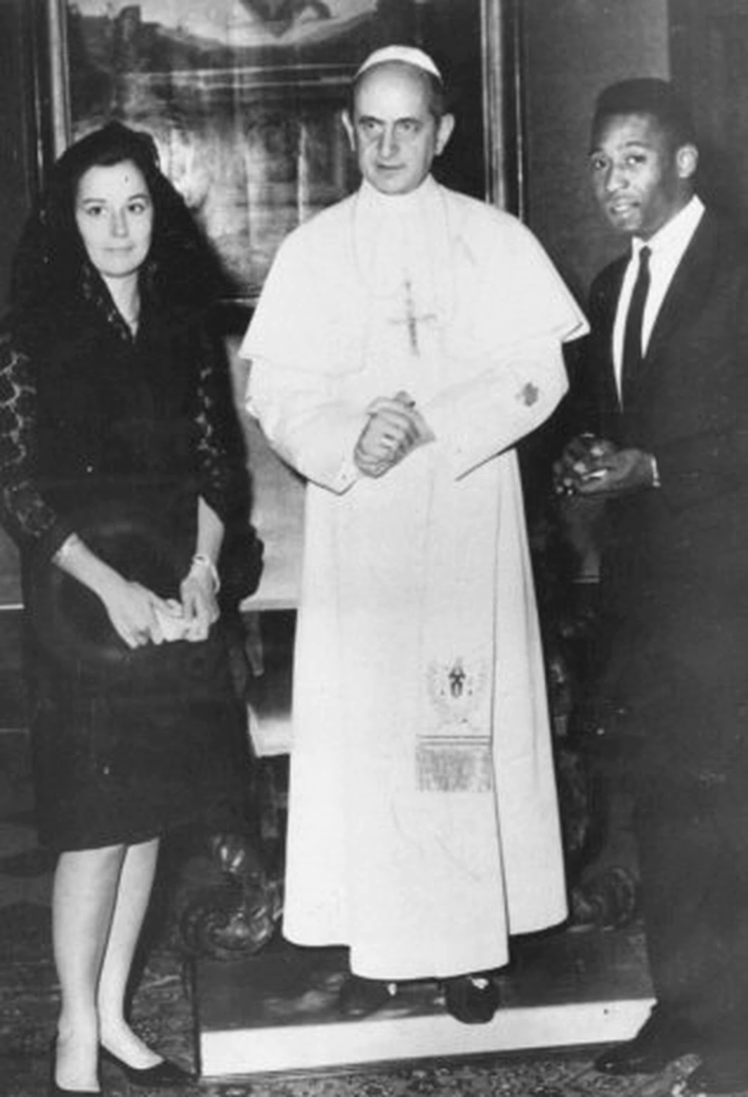 بيليه ، خلال حفل استقبال مع البابا بولس السادس.